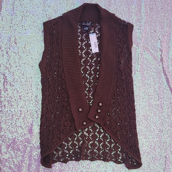Brown Sleeveless Knit Sweater Vest NWT - Picture 1 of 3
